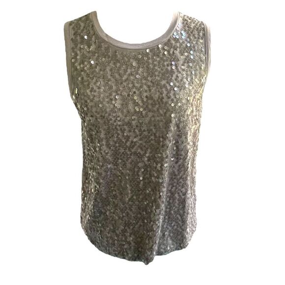 J. Crew. Gray Grey Sequin Short Sleeve Shirt Top Size Small - Picture 1 of 6